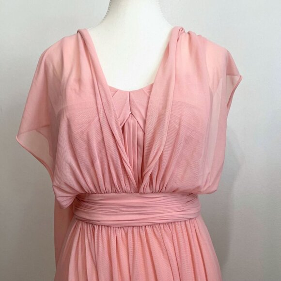 MAY QUEEN SOFT PINK CHIFFON MESH BRIDESMAID BAL GOWN DRESS - 4 - Picture 5 of 11